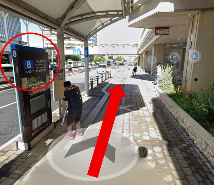 那覇バスターミナル|ゆいレールへの乗り換え案内ストリートビュー 出発地点