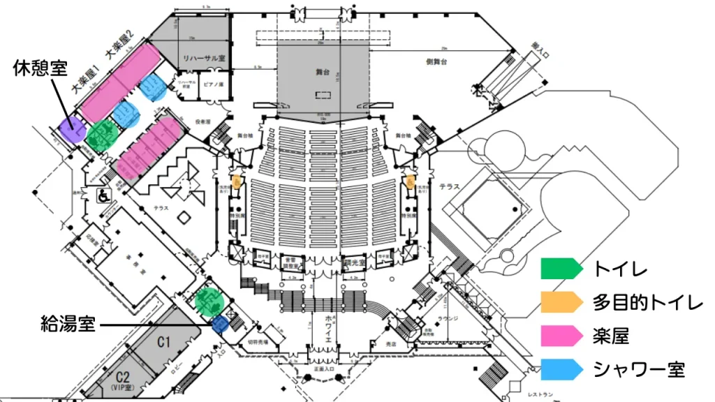 沖縄コンベンションセンター 劇場棟内設備配置図