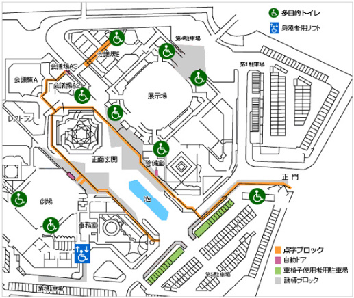 沖縄コンベンションセンター　バリアフリー施設図（公式サイトより）