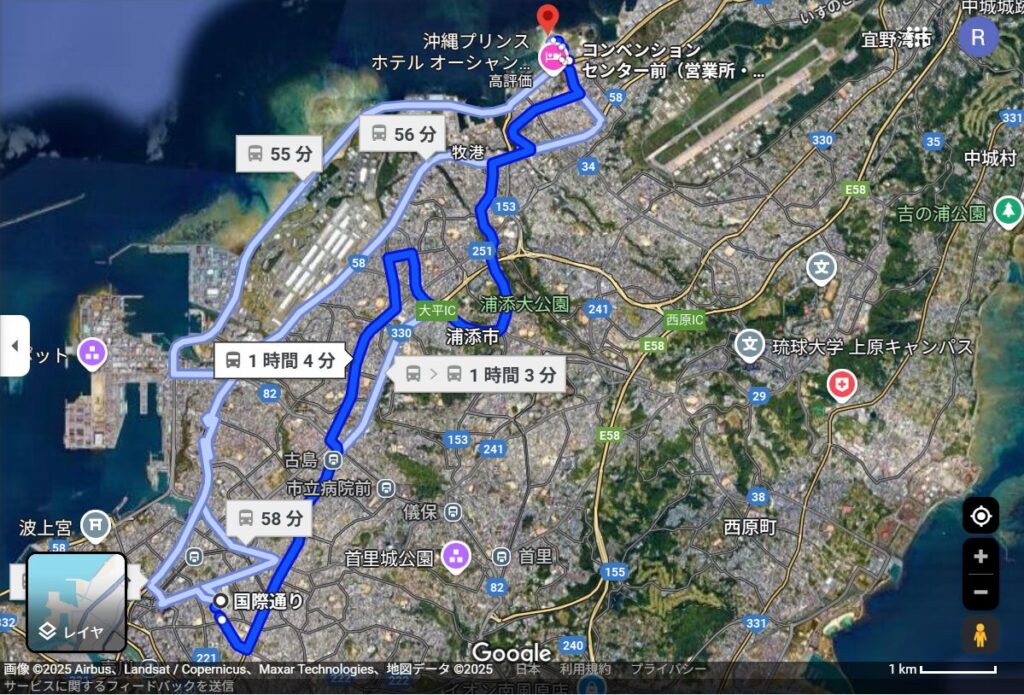 「国際通り北側発・開南経緯ルート」全体像