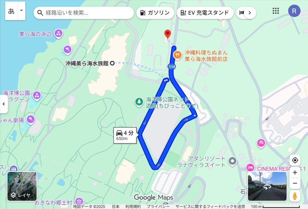 美ら海水族館からカフェ&バー ヴィンテージへの経路