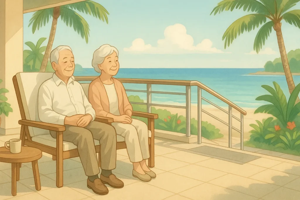 高齢者夫婦リゾートホテルテラス安心滞在バリアフリー対応