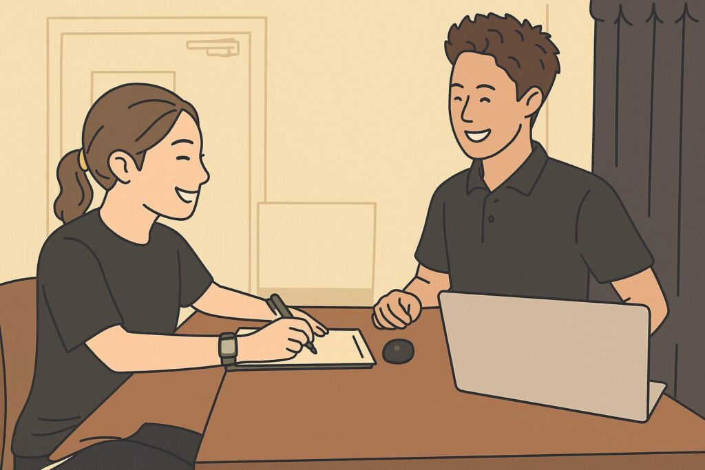 外間パーソナルトレーニングジムの無料カウンセリングの様子
