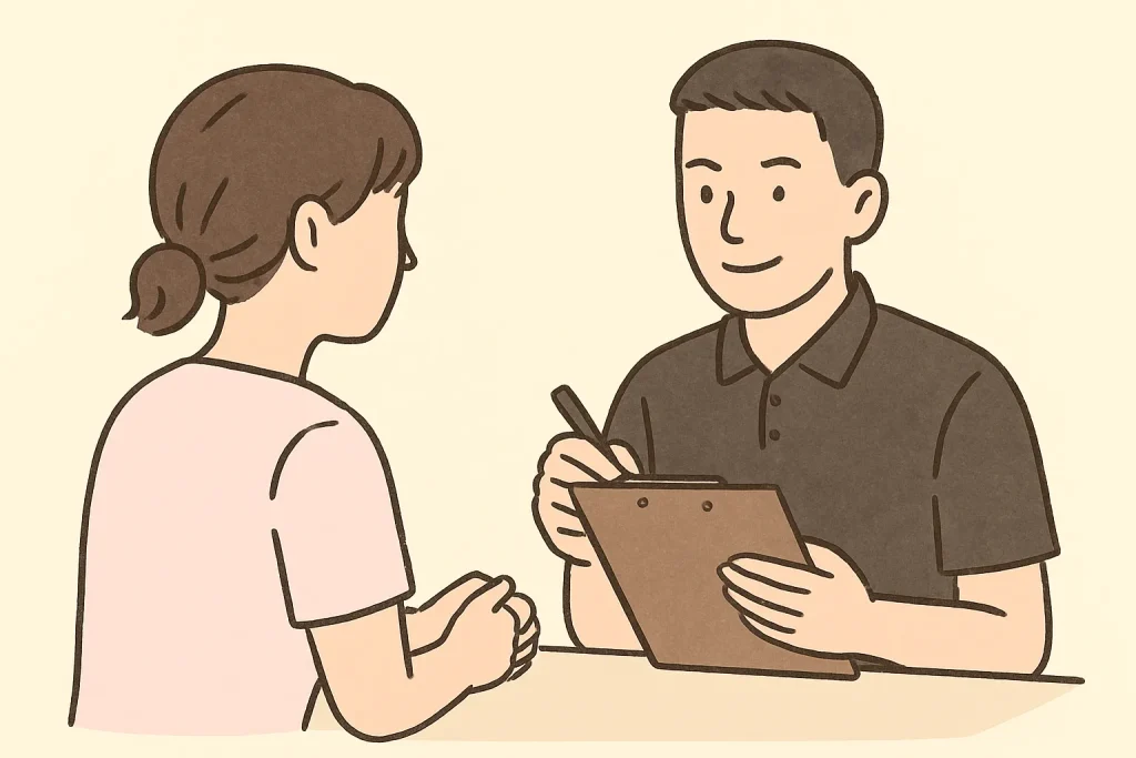 無料カウンセリングを受けている様子