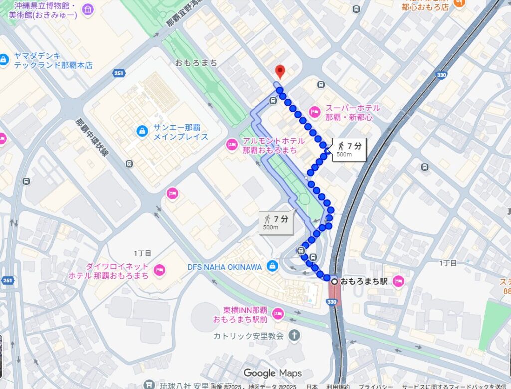 BEYOND沖縄・那覇店の最寄駅からの徒歩ルート