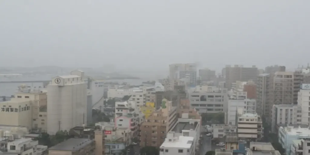 雨が降る那覇市の様子