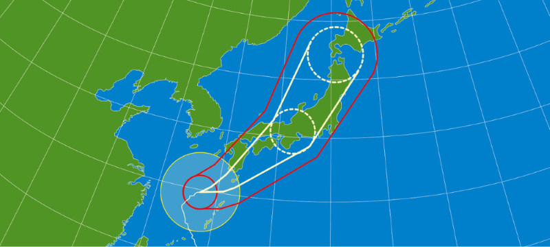 日本横断する台風イメージ画像