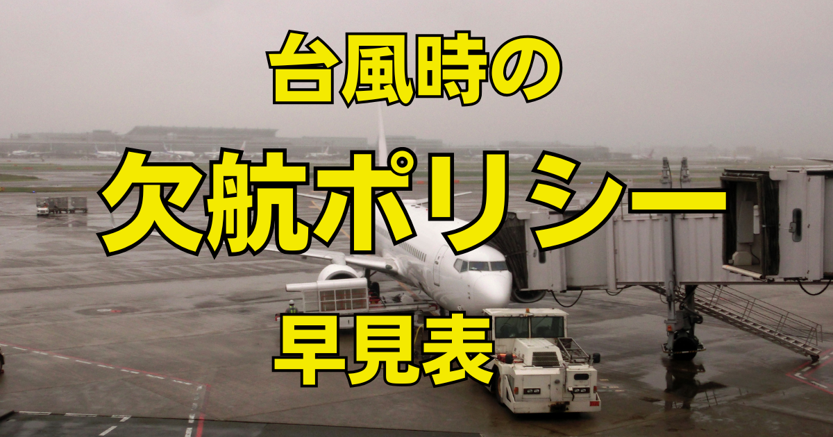 航空会社別＿台風時の欠航ポリシー早見表のまとめ記事のメインビジュアル